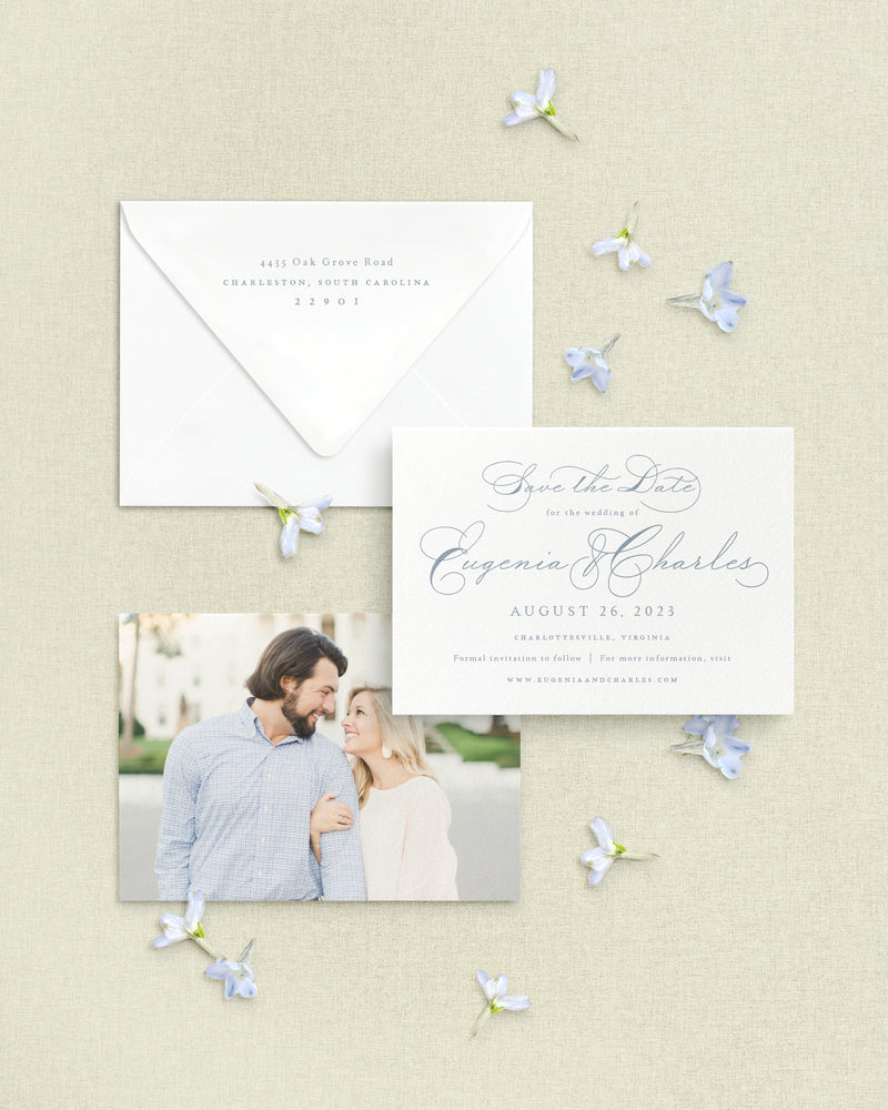 Eugenia Horizontal Save the Date with Envelope